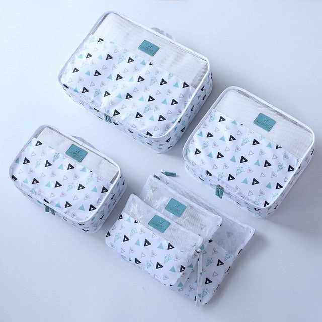 New 6pcs/set High Quality Women Travel Luggage Bag Zipper Waterproof Nylon Organizer Packing bag