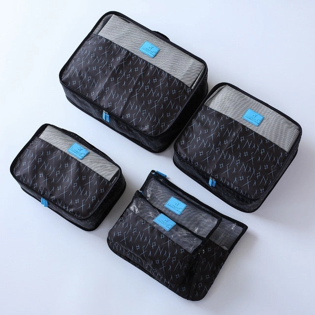New 6pcs/set High Quality Women Travel Luggage Bag Zipper Waterproof Nylon Organizer Packing bag