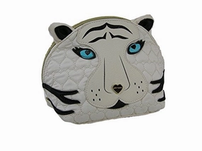 New Betsey Johnson Logo Cosmetics Make Up Bag Travel Case Cat Cream Kitsch