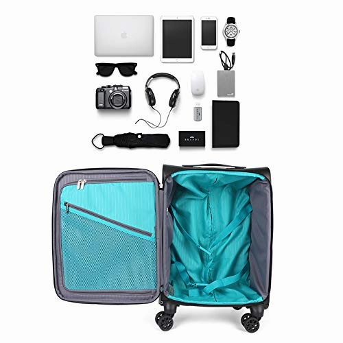 NEWCOM Luggage 20 Inch Carry On Softside Spinner Business Suitcase Softshell Trolley Case with USB Charging Port Build-in TSA Lock