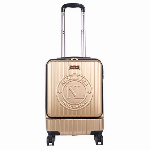 Nicole Lee Women'S Carry Hard Shell Travel Luggage, Laptop Compartment Rolling Wheels, Gold