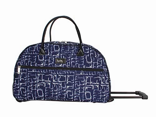 Nicole Miller Wheeled Duffel Carry On Bag (14in, Signature Navy)