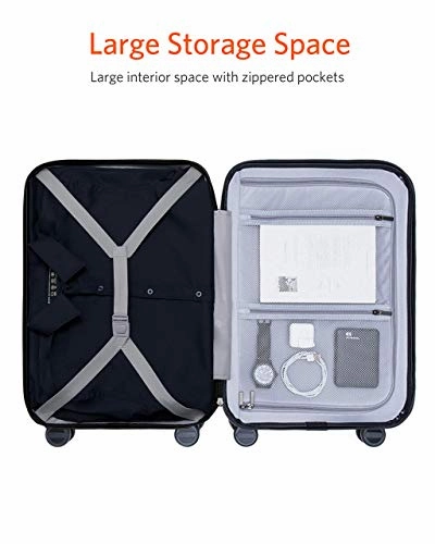 NINETYGO Carry on Luggage 22x14x9 with Spinner Wheels, Hardside Carry on Suitcase with Front Pocket Lock Cover, Super Convenient & Lightweight for Business Travel (20")