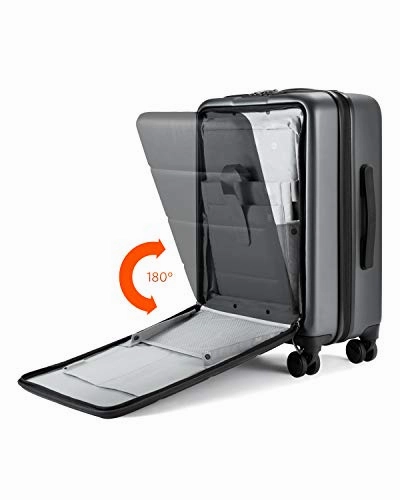 NINETYGO Carry on Luggage 22x14x9 with Spinner Wheels, Hardside Carry on Suitcase with Front Pocket Lock Cover, Super Convenient & Lightweight for Business Travel (20")