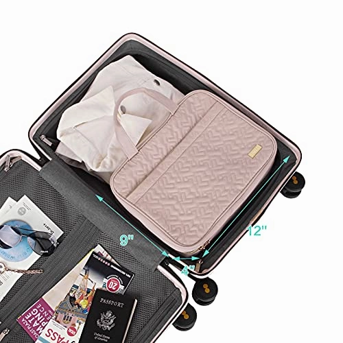 NISHEL Large Hanging Travel Toiletry Bag, Portable Makeup Organizer, Water Resistant Cosmetic Holder for Brushes Set, Full-Sized Shampoo, Conditioner, Accessories, Pink