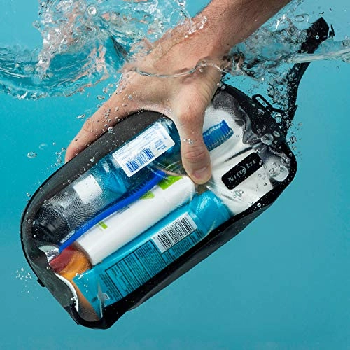 Nite Ize Runoff Waterproof Toiletry Bag, Full-Size Waterproof Hanging Toiletry Bag. Tough Trusted Protection for Adventure Travel, Black