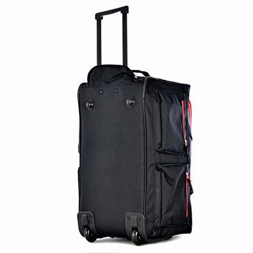 Olympia 22" 8 Pocket Rolling Duffel, Black Red, One Size