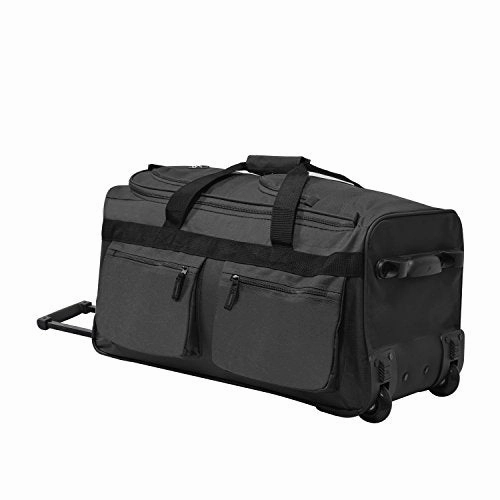 Olympia Luggage 22" 8 Pocket Rolling Duffel Bag (Charcoal Gray w/ Black - Exclusive Color)
