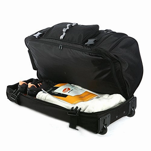 Olympia Sports Plus Drop Bottom Rolling Duffel Bag in Black