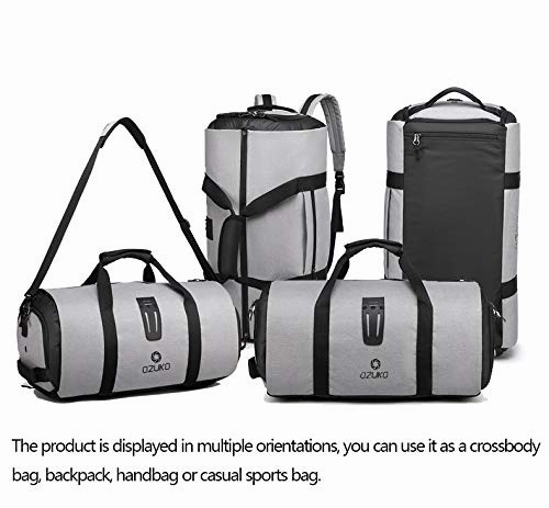 OZUKO Gym Bag Backpack, 4 in 1 Carry-on Garment Bag Large Duffel Bag Suit Travel Bag Weekend Bag Flight Bag Overnight Bag with Shoes Compartment (Black)