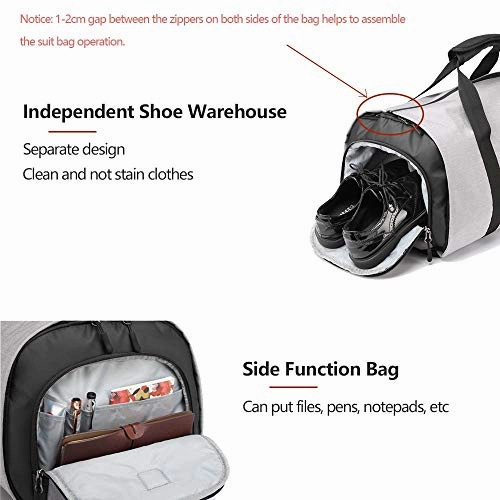 OZUKO Gym Bag Backpack, 4 in 1 Carry-on Garment Bag Large Duffel Bag Suit Travel Bag Weekend Bag Flight Bag Overnight Bag with Shoes Compartment (Black)