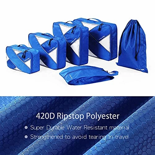 P.travel 6Pcs Packing Cubes for Travel Lightweight Luggage Organizer Bag Travel Cubes (Blue)
