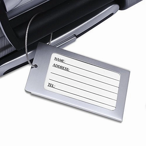 Pack Of 2 Luggage Tags, Aluminum Metal Travel Id Tag Business Card Holder Name Address Identifier