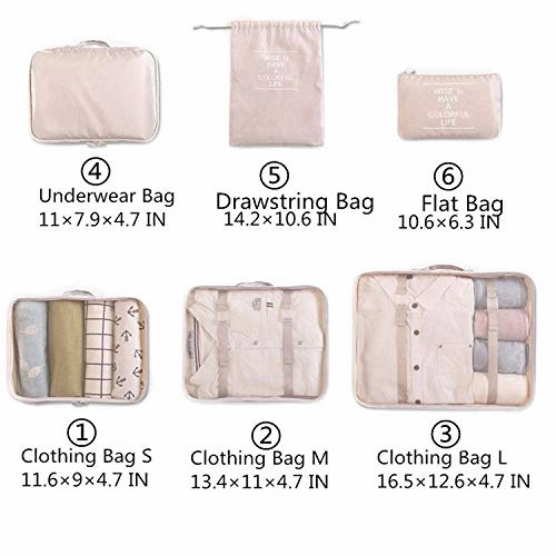 Packing Bags,Mossio 7 Piece Mesh Carry On Luggage Organizer Pouch for Clothes Blue Flower