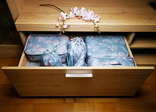 Packing Cubes 8pcs Backpack Organizers Set for Carry on Travel Bag Luggage Cube (Flamingo Blue 8pcs)