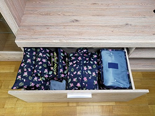 Packing Cubes Backpack Organizers Set for Carry on Travel Bag Luggage Cube (Fleet Flamingo 7)