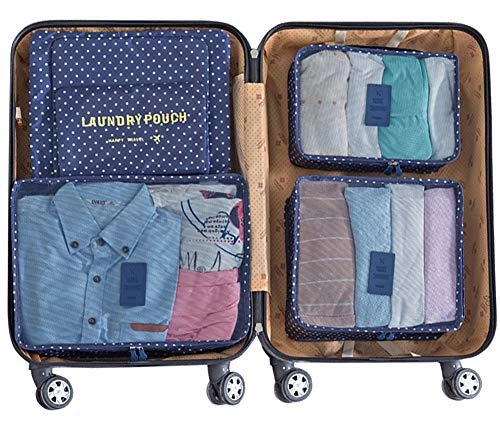 Packing Cubes,Mossio 7 Set Travel Organizers Backpack Waterproof Storage Bags for Trip Blue Circle