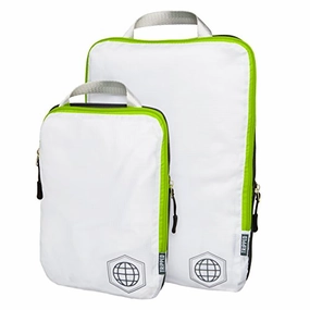 Packing Cubes Travel Organizer- Compression Travel Bags (White And Green, 2 Piece Set)