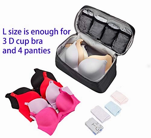 Packing Organizer Bra Underwear Storage Bag Travel Lingerie Pouch Toiletry Organizer (Grey L size)
