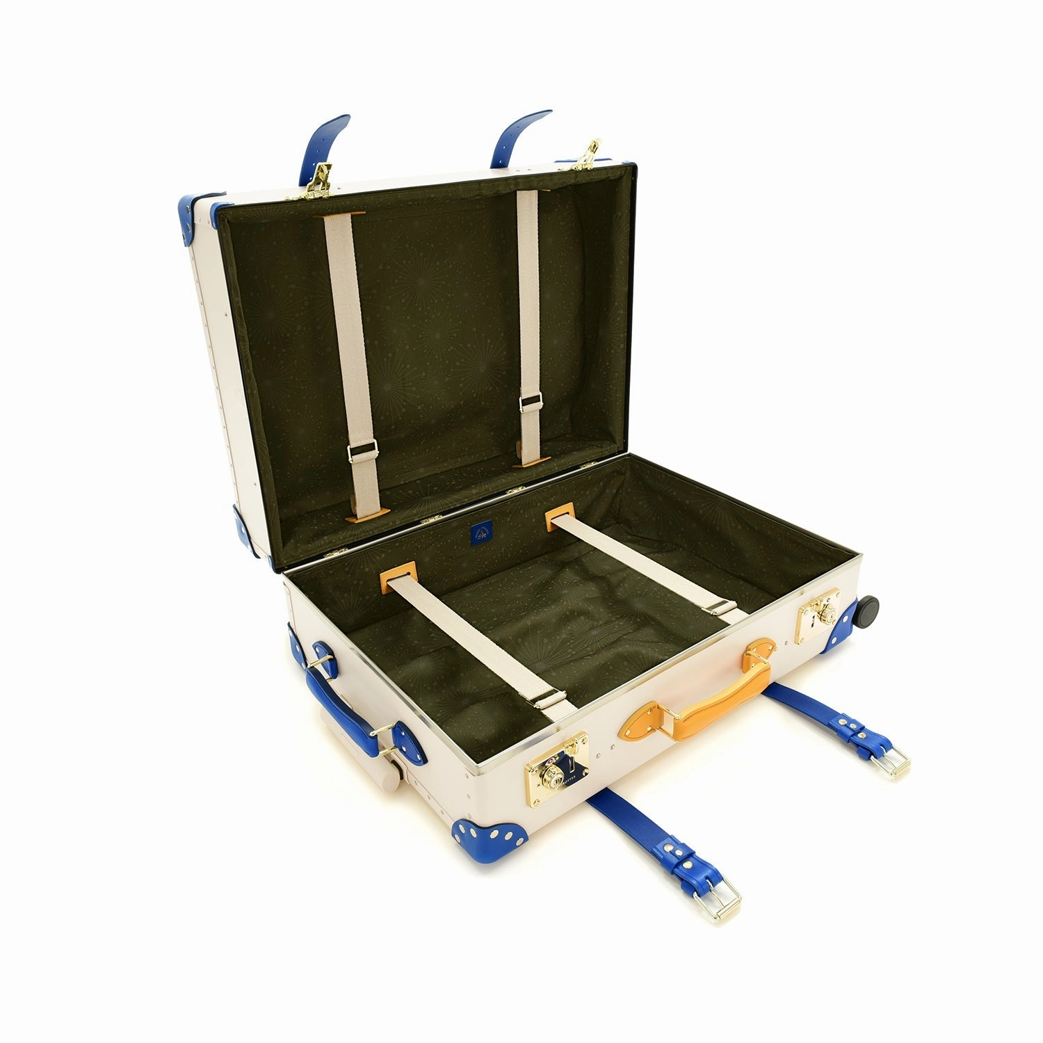 Palm Springs  Large Check-In - 4 Wheels | Ivory/Cobalt/Gold