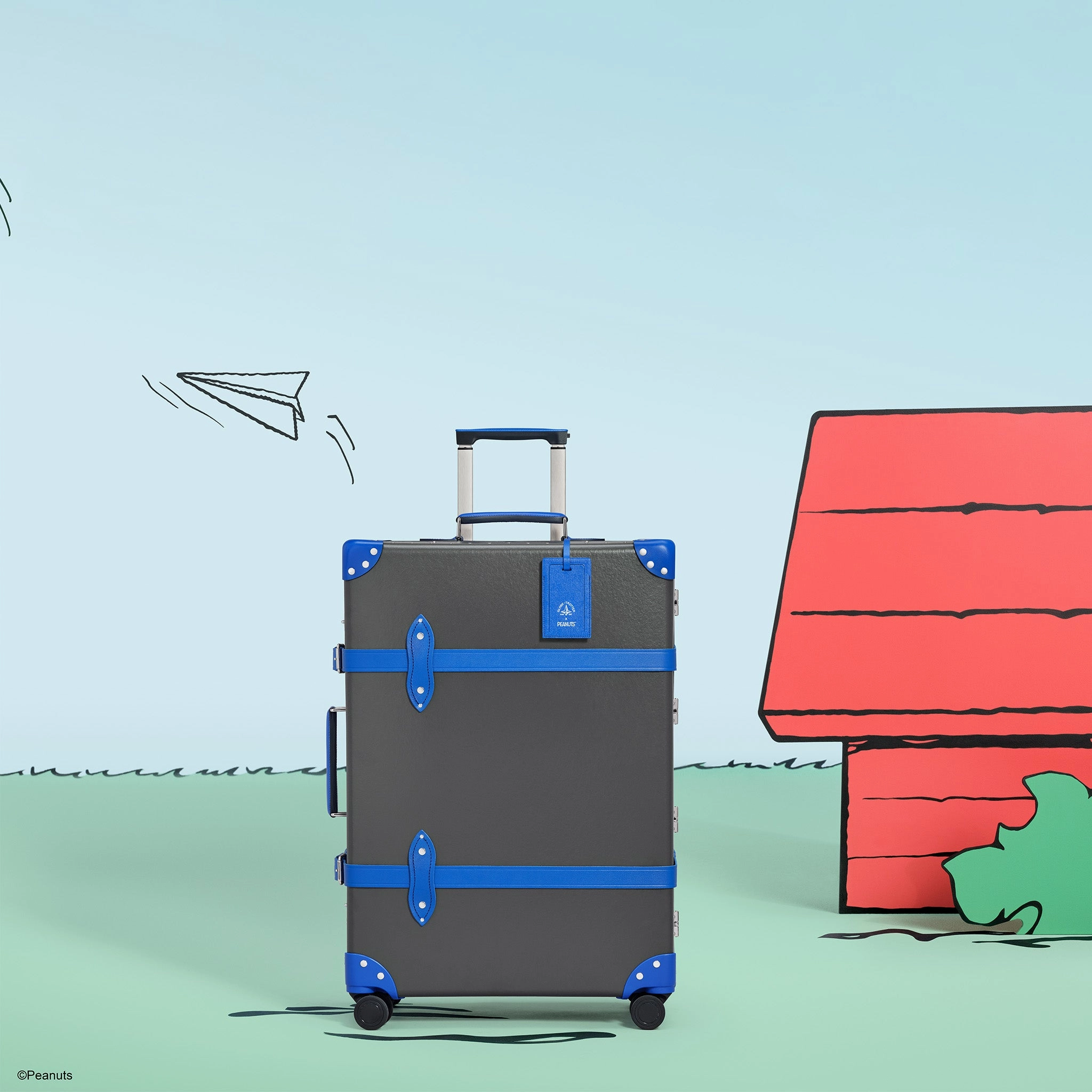 Peanuts  Large Check-In - 4 Wheels | Charcoal/Cobalt/Chrome