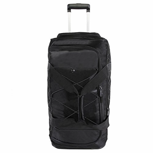 Perry Ellis Men'S 24" Lightweight Rolling A324 Duffel Bag, Black/Grey, One Size