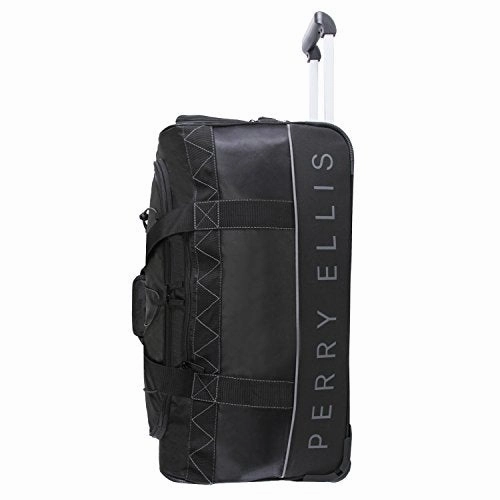 Perry Ellis Men'S 24" Lightweight Rolling A324 Duffel Bag, Black/Grey, One Size