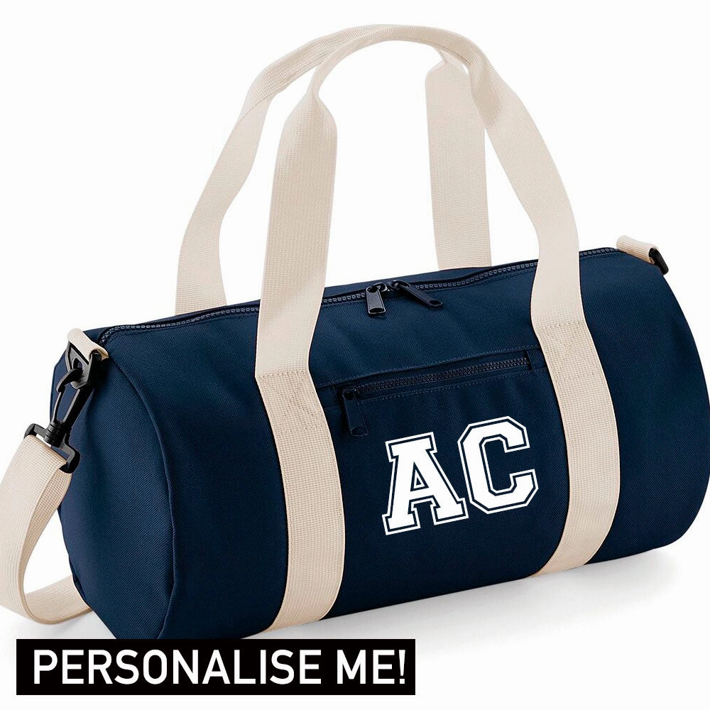 Personalised Initial Varsity Barrel Bag Holiday Collection - holiday outfits clearance