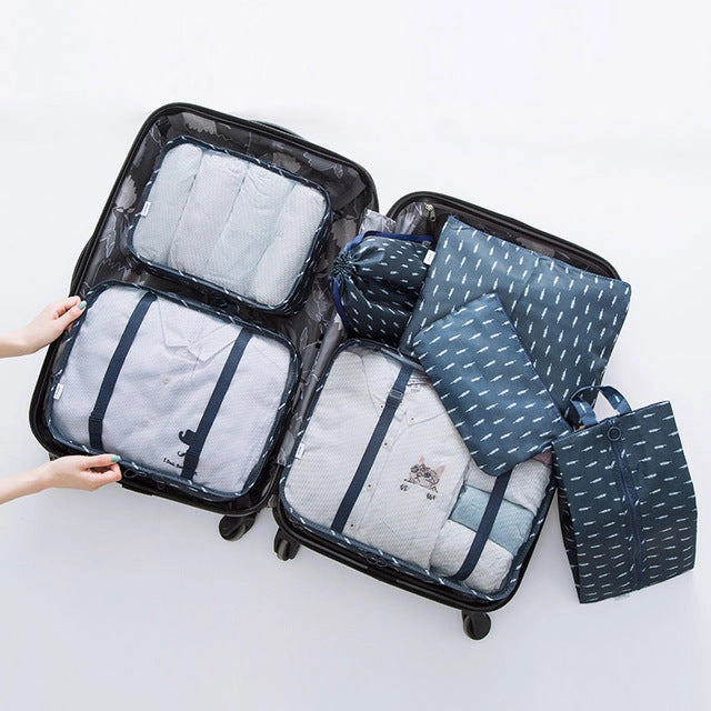 Personality 7PCS/Set High Quality Travel accessories kit Mesh storage Packing Cube for Clothing