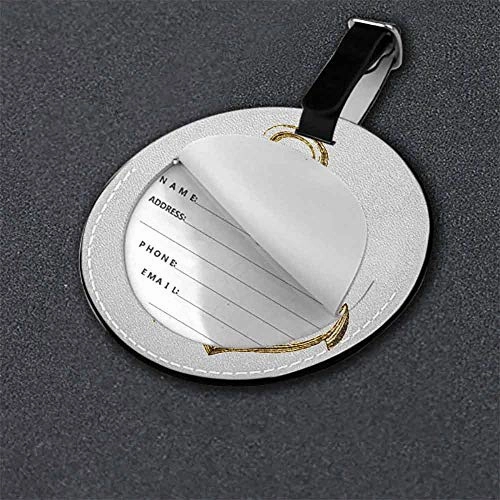 Personality round luggage tag Nautical Fashion match Gold Foil Anchor Image Be Safe and Grounded Voyage Journey Adventure FishermanDiameter3.7" Gold White