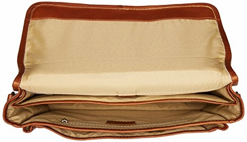 Piel Leather Small Flap-Over Laptop/Tablet Brief, Saddle