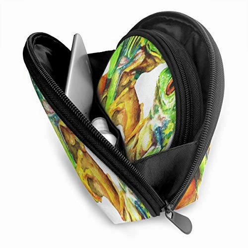 Pingshoes Makeup Bag Watercolor Tropical Frog Handy Half Moon Toiletry Bags Organizer for Women