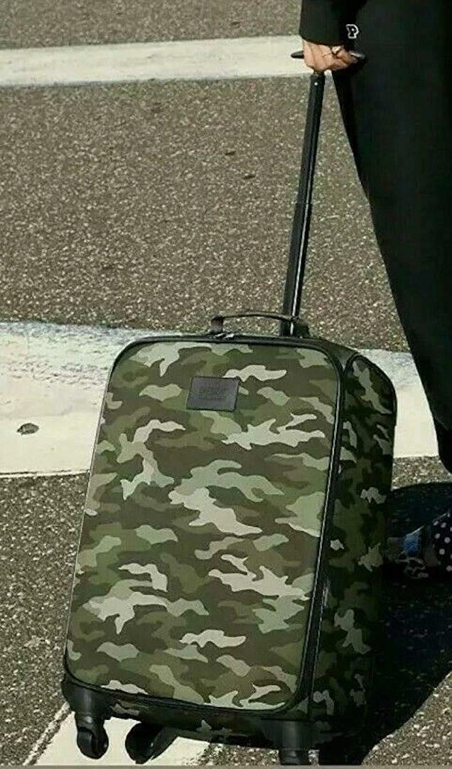 Pink Wheelie Carry On Travel Luggage Color Camo Print New