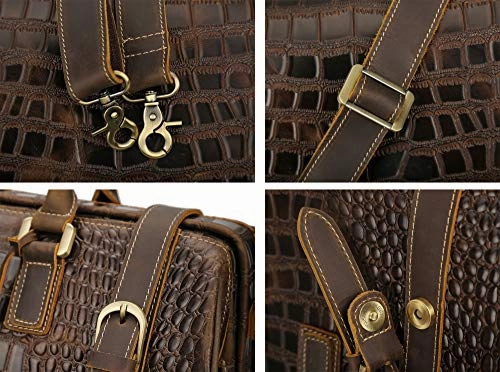 Polare 21" Crocodile Pattern Cowhide Leather Weekender Travel Overnight Luggage Duffel Bag