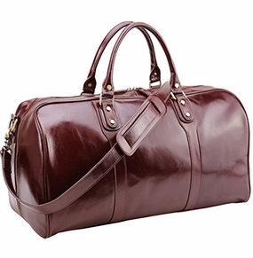 Polare 21" Real Italian Leather Weekender Travel Overnight Luggage Duffel Bag