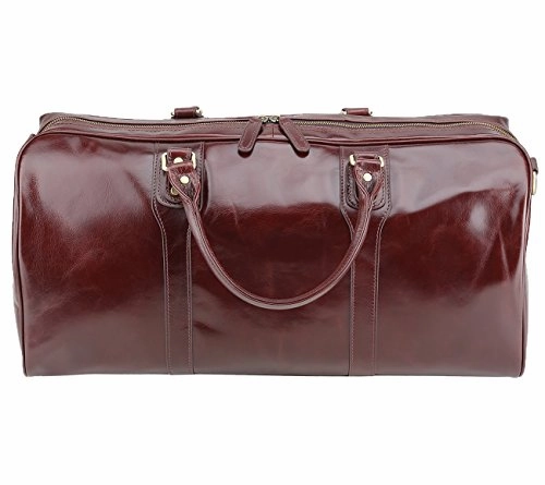 Polare 21" Real Italian Leather Weekender Travel Overnight Luggage Duffel Bag