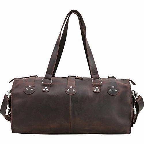 Polare 22'' Indiana Jones Looking Natural Leather Weekender Carry On Duffle Bag
