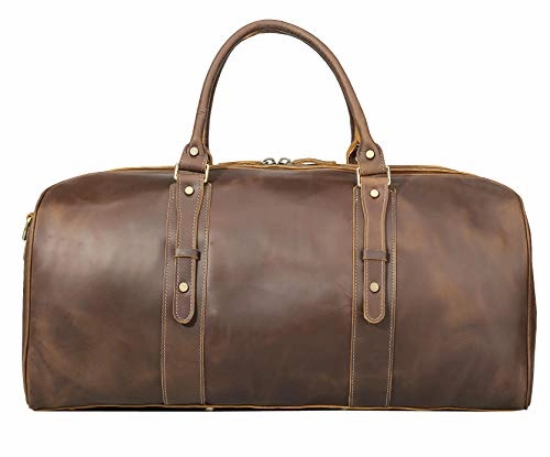 Polare 23" Classic Full Grain Leather Weekender Travel Overnight Luggage Duffel Bag
