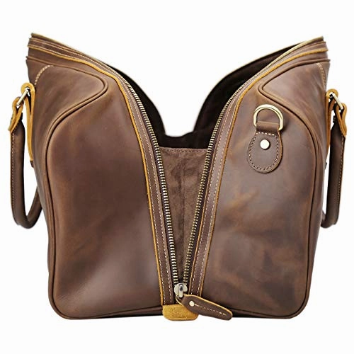 Polare 23" Classic Full Grain Leather Weekender Travel Overnight Luggage Duffel Bag