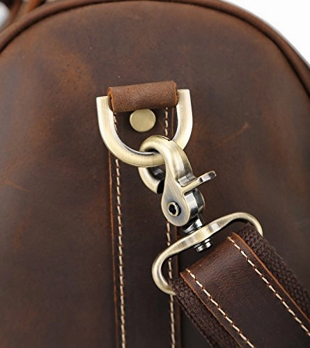Polare Men'S 20'' Retro Real Leather Weekender Duffel Overnight Bag Carry On Luggage