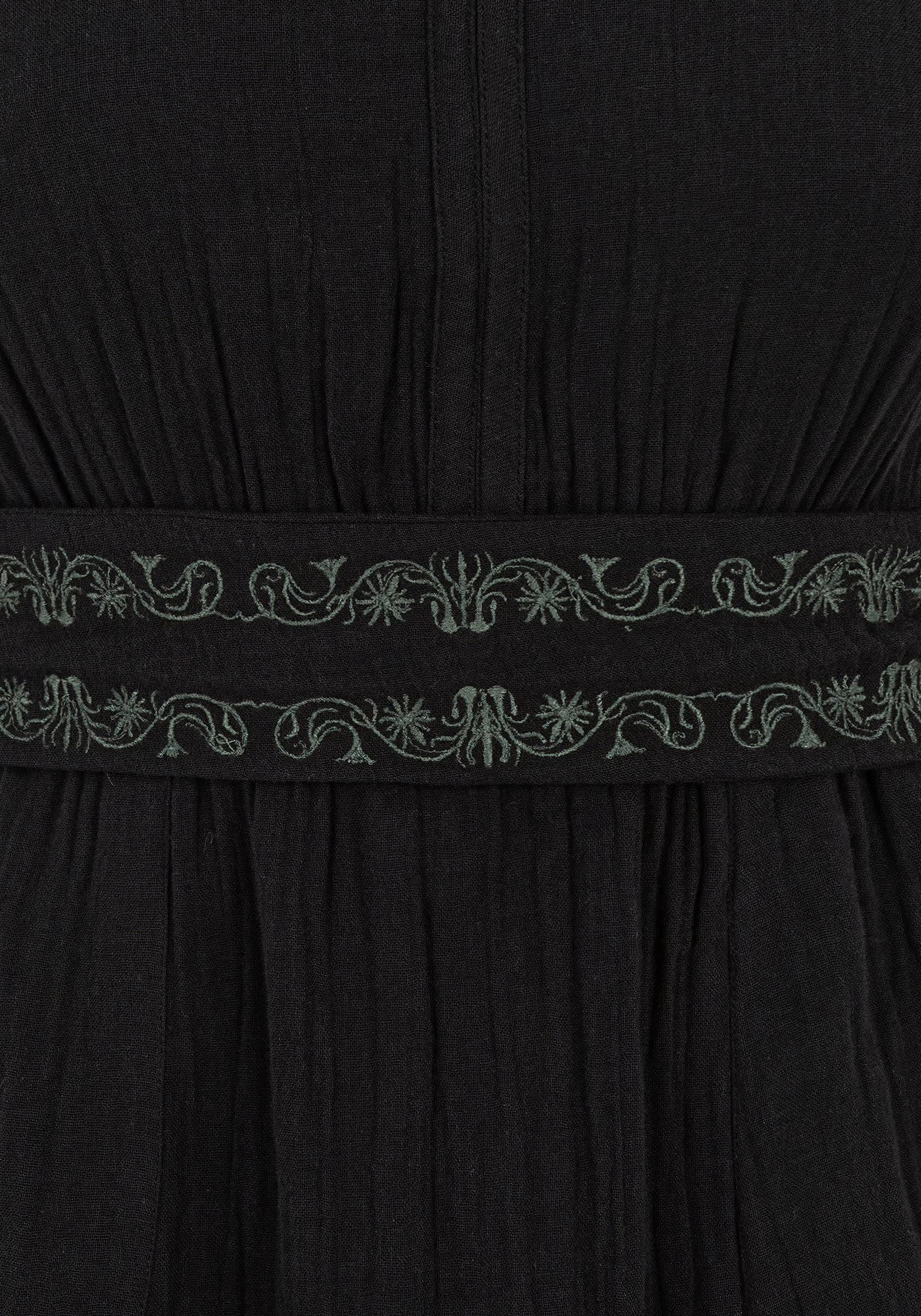 Poultice Embroidered Cotton Midi Dress - Black