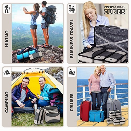 Pro Packing Cubes 6 Piece Lightweight Travel Cube Set of Compression Organizers