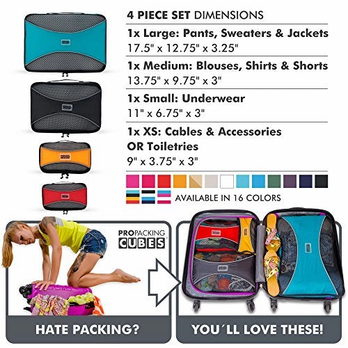 Pro Packing Cubes  Lightweight Travel - Packing For Carry-On Luggage, Suitcase And Backpacking