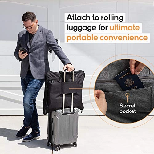 Prottoni 44-Inch Suit Carrier For Travel - Garment Suitcase With Toiletry Bag (Black   Clear Toiletry Bag, 44")