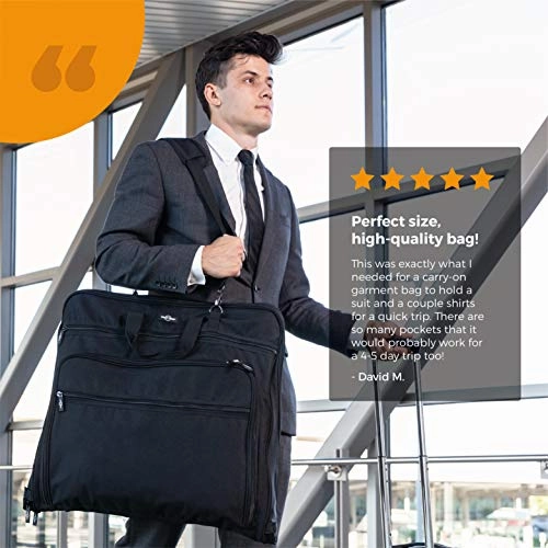 Prottoni 44-Inch Suit Carrier For Travel - Garment Suitcase With Toiletry Bag (Black   Clear Toiletry Bag, 44")