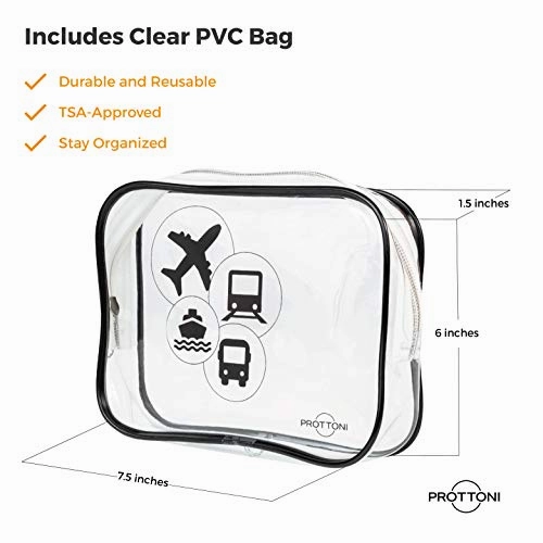 Prottoni 44-Inch Suit Carrier For Travel - Garment Suitcase With Toiletry Bag (Black   Clear Toiletry Bag, 44")