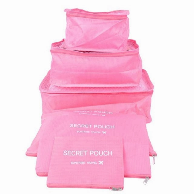 Puimentiua 6Pcs/set Travel Organizer Make Up Functional Bag Clothing Luggage Packing Cubes Travel