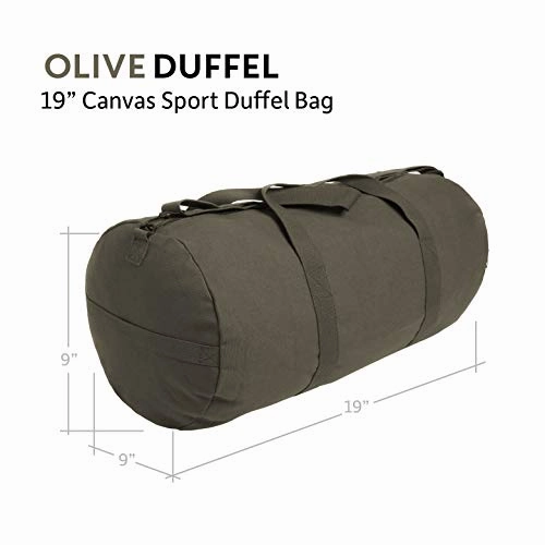 Punisher Skull Three Precenter American Flag Army Sport Heavyweight Canvas Duffel Bag in Olive &