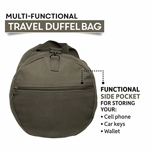 Punisher Skull Three Precenter American Flag Army Sport Heavyweight Canvas Duffel Bag in Olive &