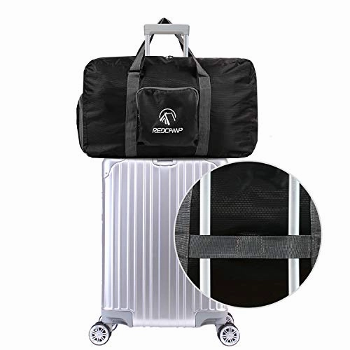 REDCAMP 45L Foldable Travel Duffle Bag with Shoe Compartment, 22" Lightweight Water Resistant Small Duffel Bag for Sports Gym Black